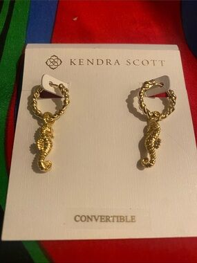 Kendra Scott Gold Seahorse Drop Hoop Earrings
